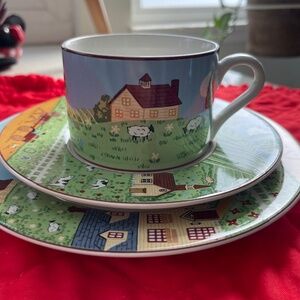 Sango China Country Road Cups, Saucers and plates 2 sets (3 piece/set)